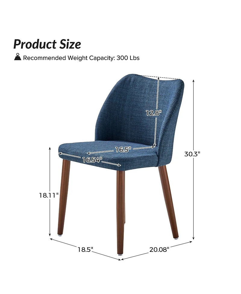 Hulala Home Melisa Dining Chair with Solid Wooden Legs,Set of 2