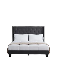 Clara Clark Wingback Diamond Upholstered Platform Bed - King - Silver
