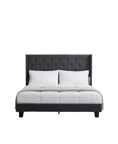 Clara Clark Wingback Diamond Upholstered Platform Bed