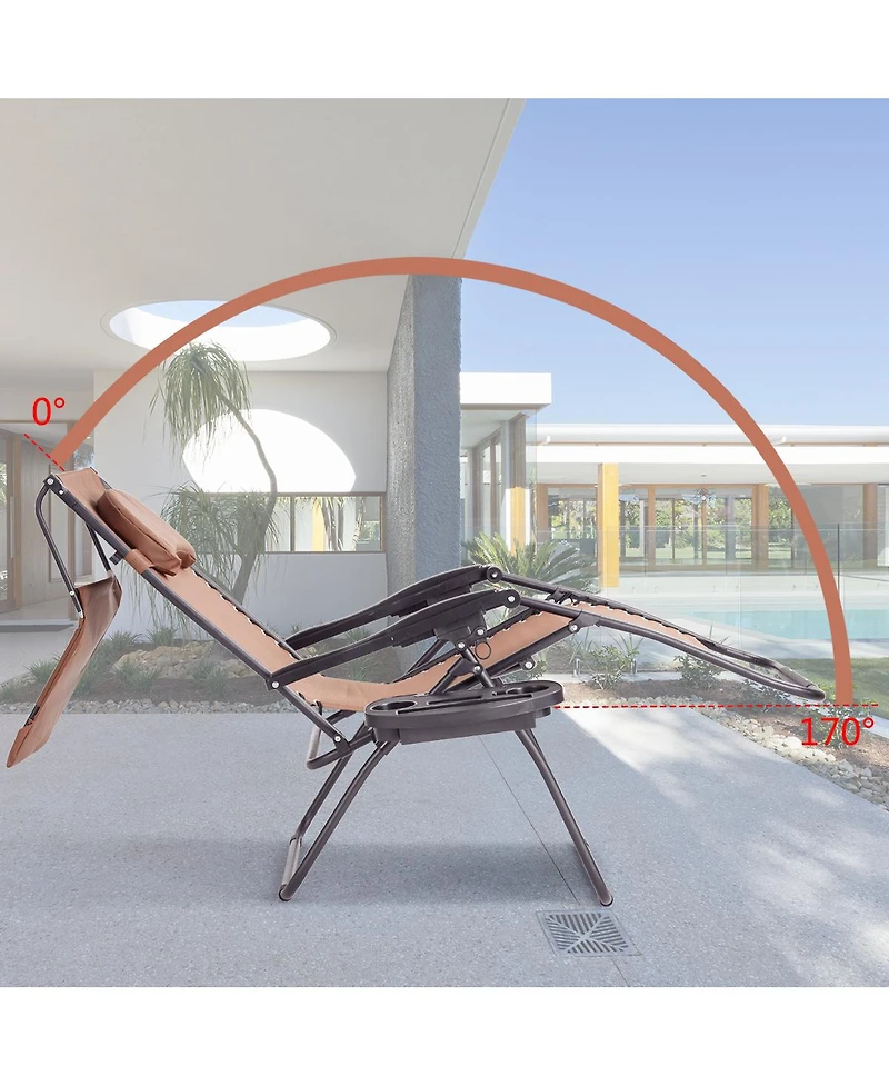 Gymax Folding Recliner Zero Gravity Lounge Chair W/ Shade Canopy Cup Holder