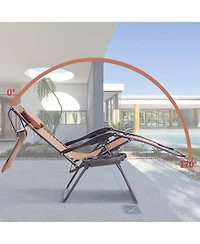 Gymax Folding Recliner Zero Gravity Lounge Chair W/ Shade Canopy Cup Holder