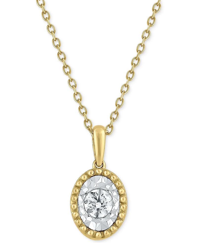 Diamond Bead Frame 16" Pendant Necklace (1/4 ct. t.w.) in 14k Two-Tone Gold