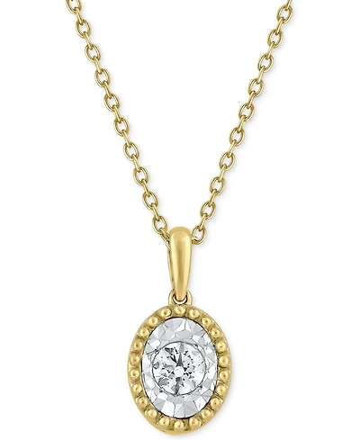 Diamond Bead Frame 16" Pendant Necklace (1/4 ct. t.w.) in 14k Two-Tone Gold