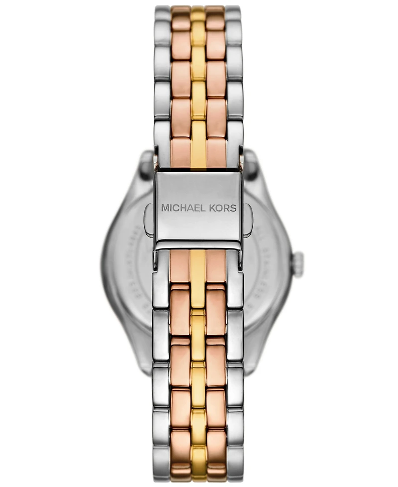 Michael Kors Women's Harlowe Three-Hand Tri-Tone Stainless Steel Watch 33mm