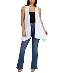 24seven Comfort Apparel Draped Open Front Sleeveless Cardigan Vest