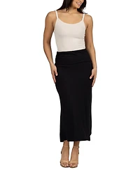 24seven Comfort Apparel Women's Comfortable Foldover Maxi Skirt
