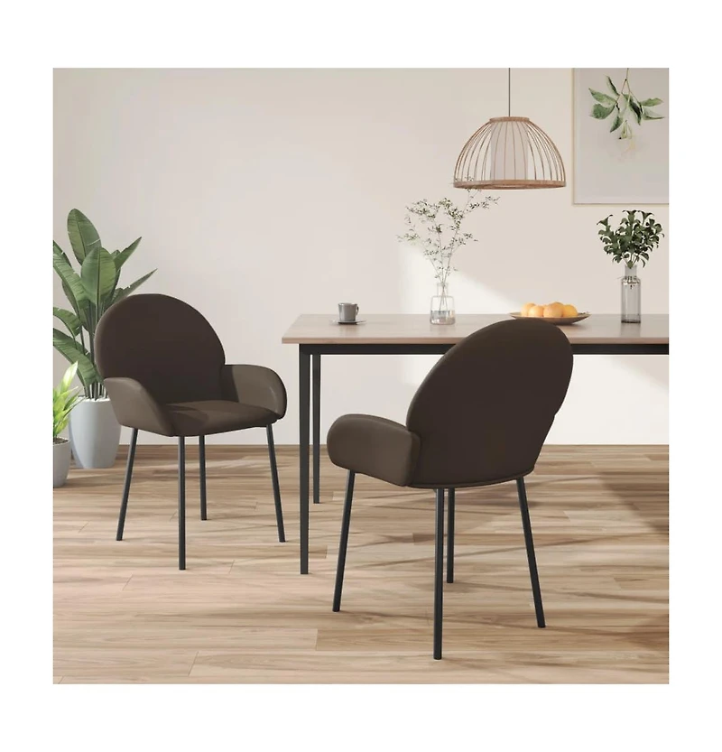 Dining Chairs 2 pcs Brown Faux Leather