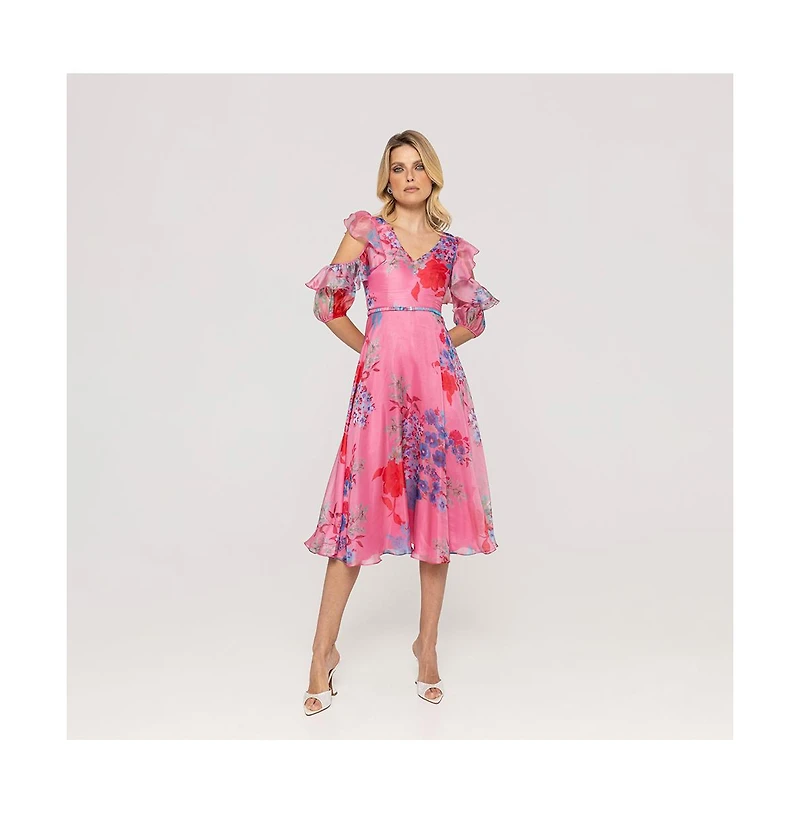 Nissa Women's Ruffled Organza Midi Dress