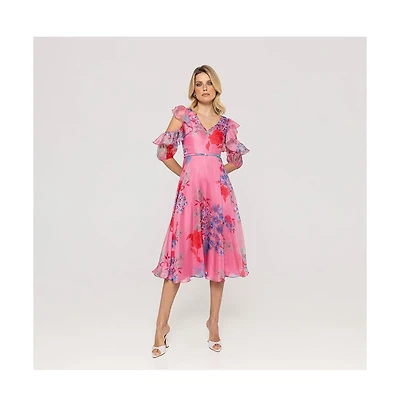Nissa Women's Ruffled Organza Midi Dress