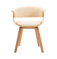 Dining Chair Cream Bent Wood and Faux Leather