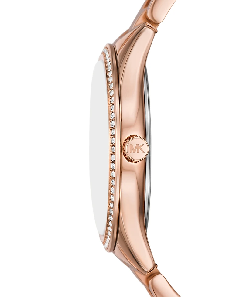 Michael Kors Women's Lauryn Three-Hand Rose Gold-Tone Stainless Steel Watch, Earrings and Necklace Gift Set 33mm