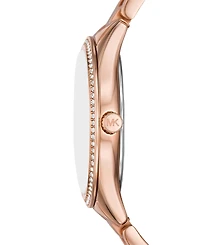 Michael Kors Women's Lauryn Three-Hand Rose Gold-Tone Stainless Steel Watch, Earrings and Necklace Gift Set 33mm