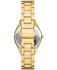 Michael Kors Women's Lauryn Three-Hand Gold-Tone Stainless Steel Watch, Earrings and Necklace Gift Set 33mm