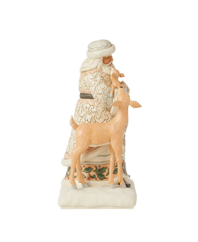 Jim Shore White Woodland Santa Holding Fawn Figurine