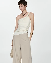 Mango Women's Wide Leg Linen Pants