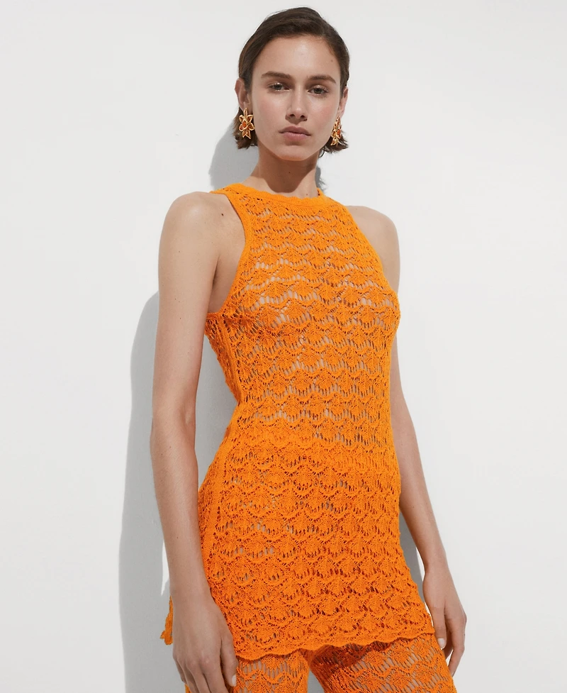 Mango Women's Crochet Flare Trousers