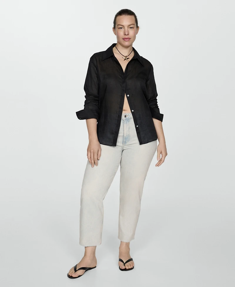 Mango Women's Straight-Fit Cropped Jeans