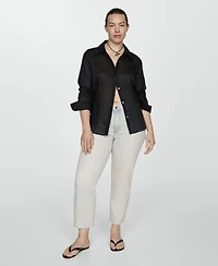 Mango Women's Straight-Fit Cropped Jeans