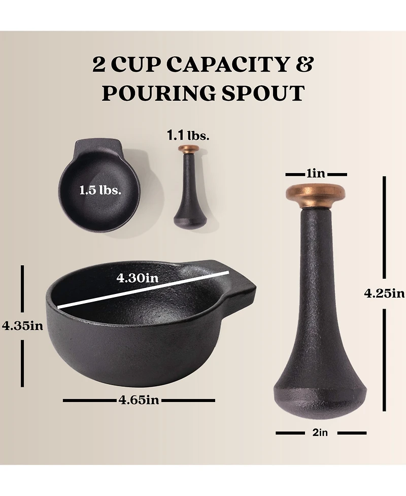 Alva Nori Enameled Cast Iron Mortar & Pestle Set - 2C Capacity