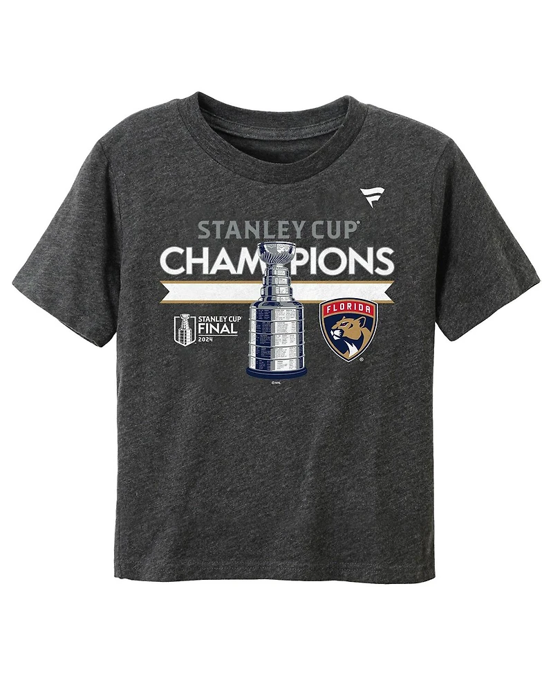 Fanatics Toddler Heather Charcoal Florida Panthers 2024 Stanley Cup Champions Locker Room T-Shirt