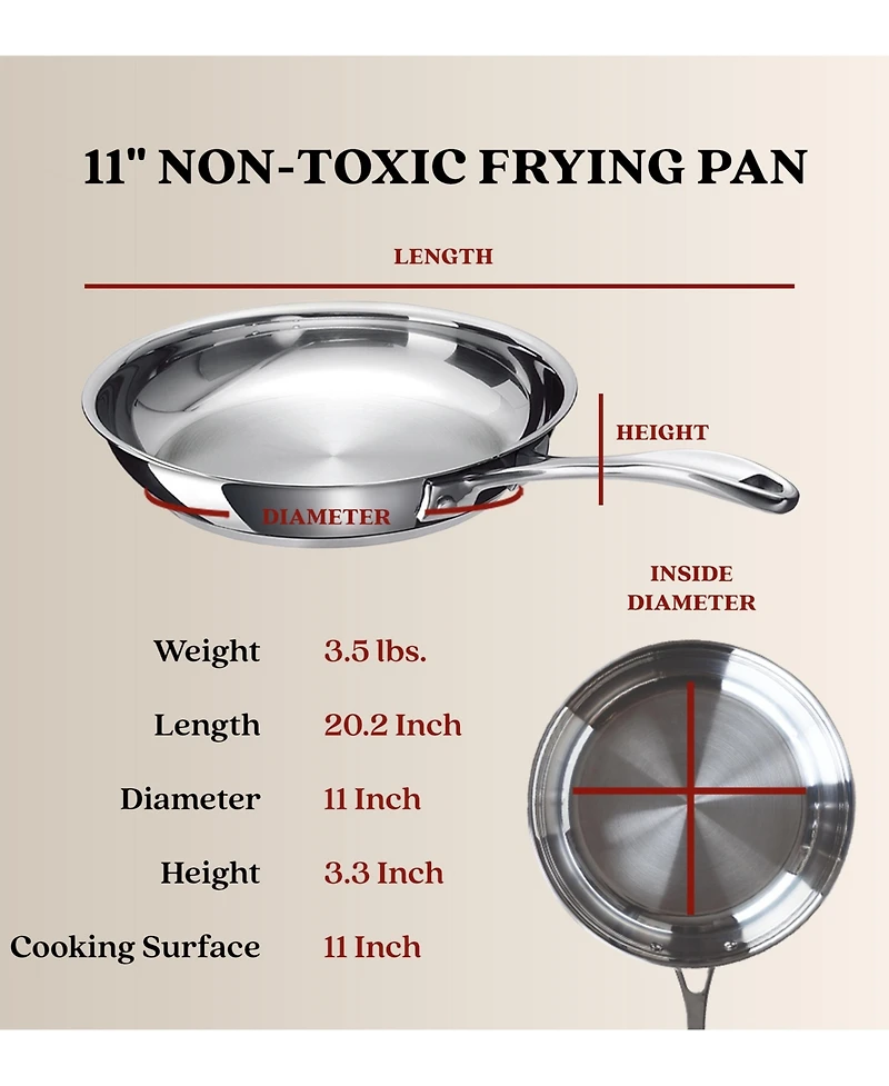 Alva Chef 11" Tri-Ply Stainless Steel Frying Pan