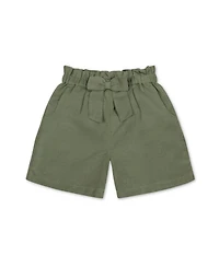 Hope & Henry Girls' Pull-On Cinched Waist Linen Short, Infant