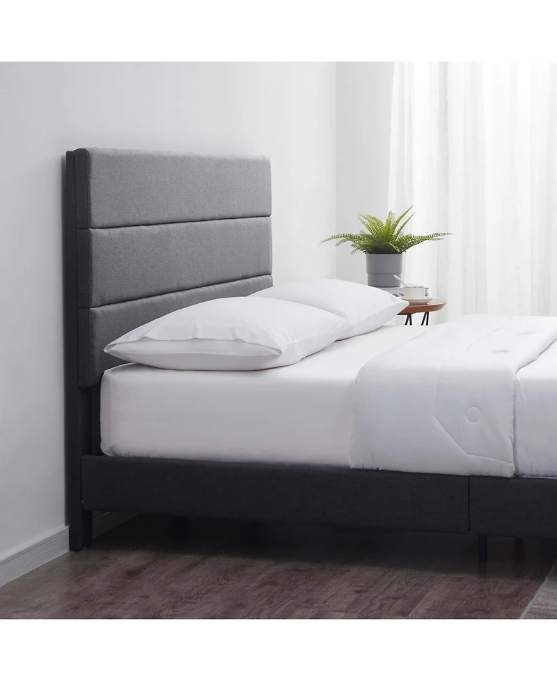 Clara Clark Horizontal Channel Upholstered Platform Bed - King - Navy