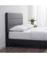Clara Clark Horizontal Channel Upholstered Platform Bed - King - Navy