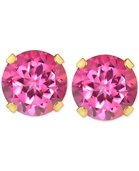 Pink Topaz Solitaire Four Prong Stud Earrings (1-1/5 ct. t.w.) 14k Gold (Also Turquoise)