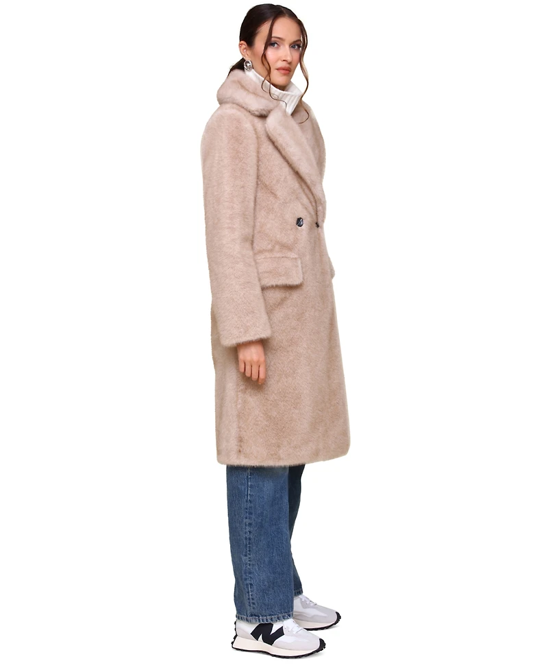 Avec Les Filles Women's Notched-Collar Faux-Fur Coat