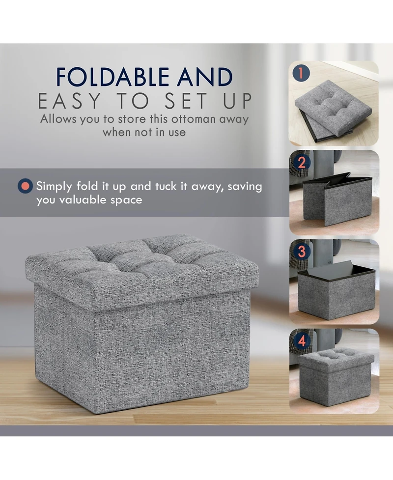 Collapsible Small Rectangle Footrest Storage Ottoman - 12 x 16 x 12