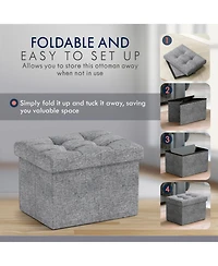 Collapsible Small Rectangle Footrest Storage Ottoman - 12 x 16 x 12