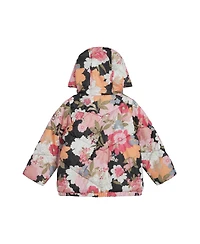 Jessica Simpson Girls Fashion Floral Print Puffer Jacket With Hat