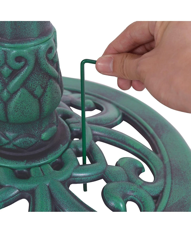 Slickblue Outdoor Garden Green Pedestal Bird Bath Feeder