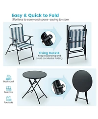 Slickblue 3 Pieces Outdoor Folding Chair Set Portable Folding Chair Set