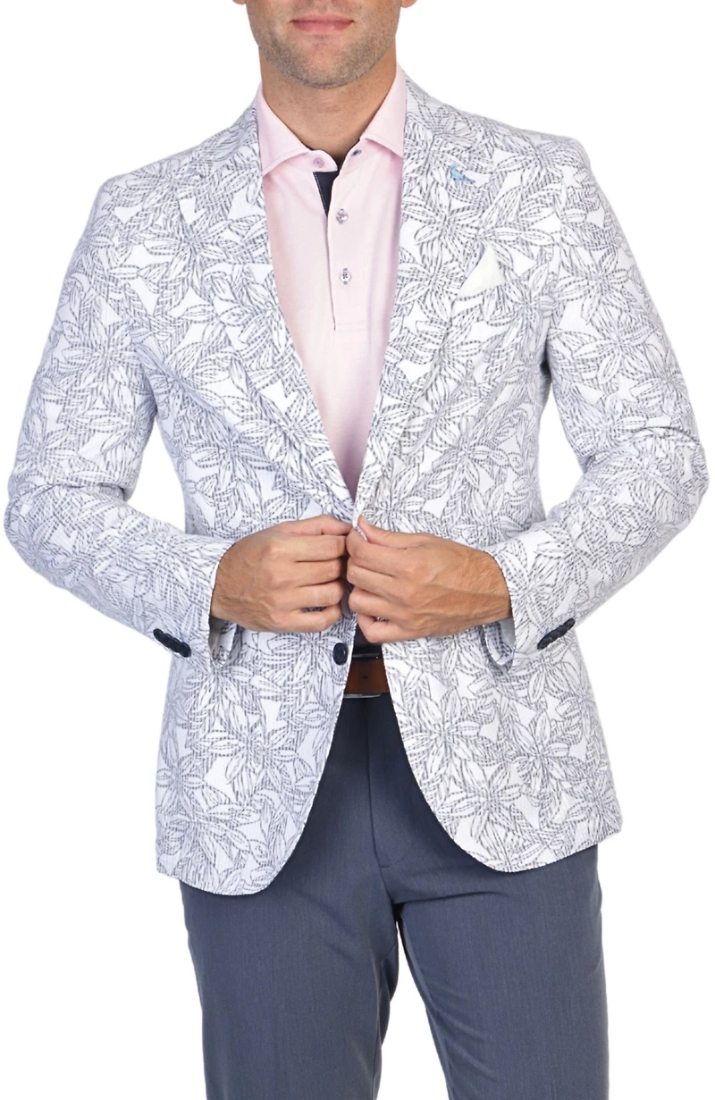 Tailorbyrd Men's Floral Striped Unlined Sport Coat