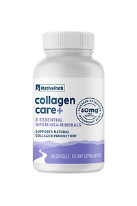 NativePath Collagen Care+, 5 Vitamin Blend with Hyaluronic Acid and Boron that Supports Collagen for Men and Women, 60 Capsules
