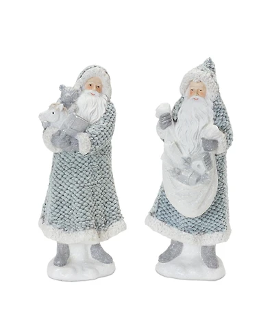 Slickblue Set of 2 Santa with Sweater Coat Figurines for Christmas Decor
