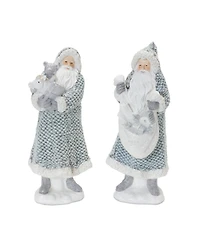 Slickblue Set of 2 Santa with Sweater Coat Figurines for Christmas Decor