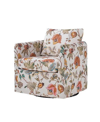 Modern Fabian Slipcovered Swivel Chair with Removable Slipcover