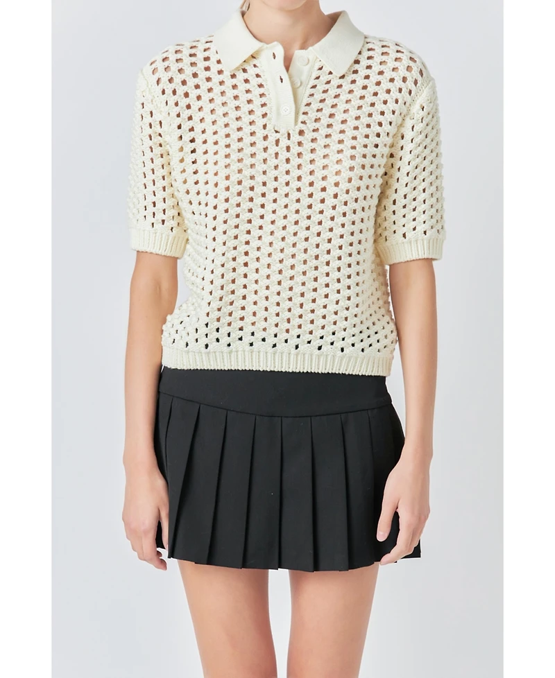 Grey Lab Women's Knit Mesh Shirt