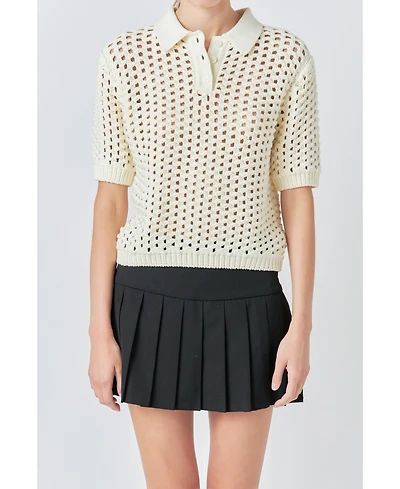 Grey Lab Women's Knit Mesh Shirt