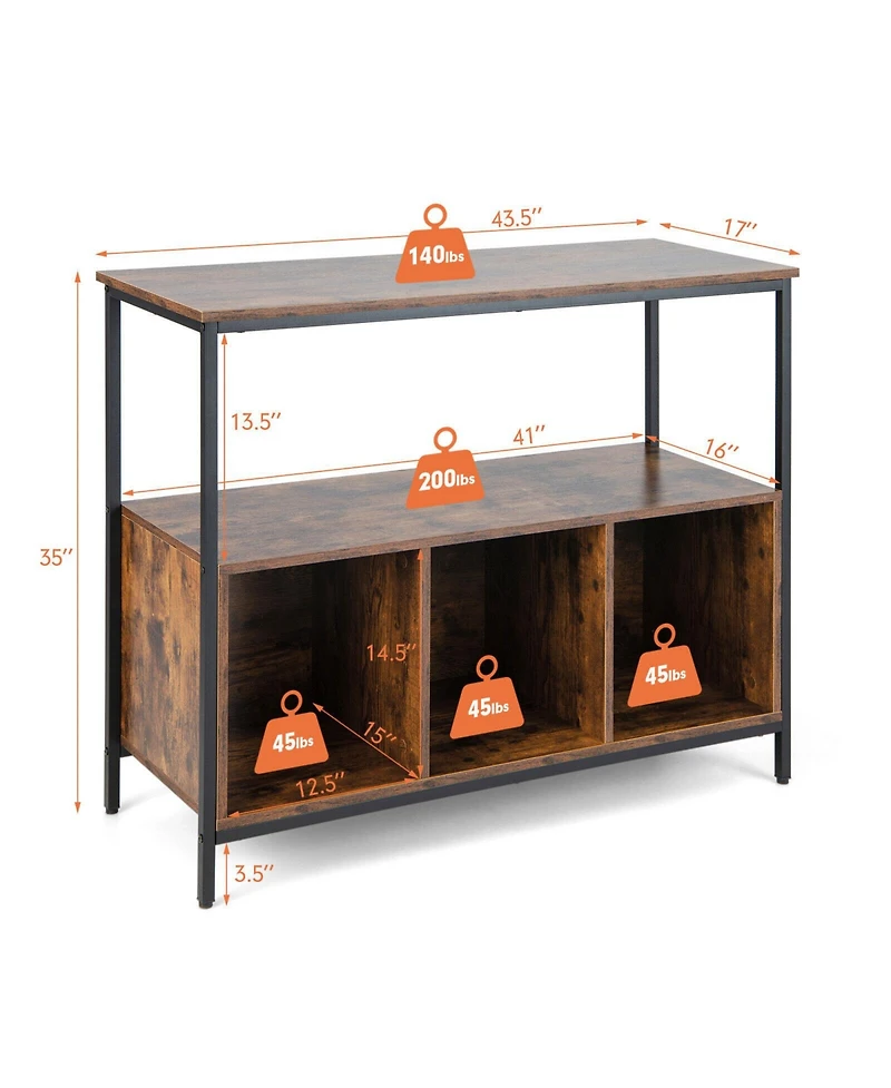 Sugift Modern Kitchen Buffet Sideboard with 3 Compartments