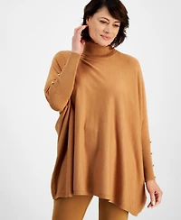 Jm Collection Women's Poncho Turtleneck Sweater, Regular & Petite