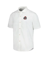 Tommy Bahama Men's White Ohio State Buckeyes Coconut Point Palm Vista IslandZone Camp Button-Up Shirt