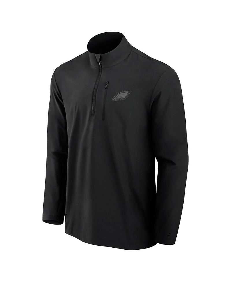 Fanatics Men's Black Philadelphia Eagles Front Office Woven Quarter-Zip Jacket