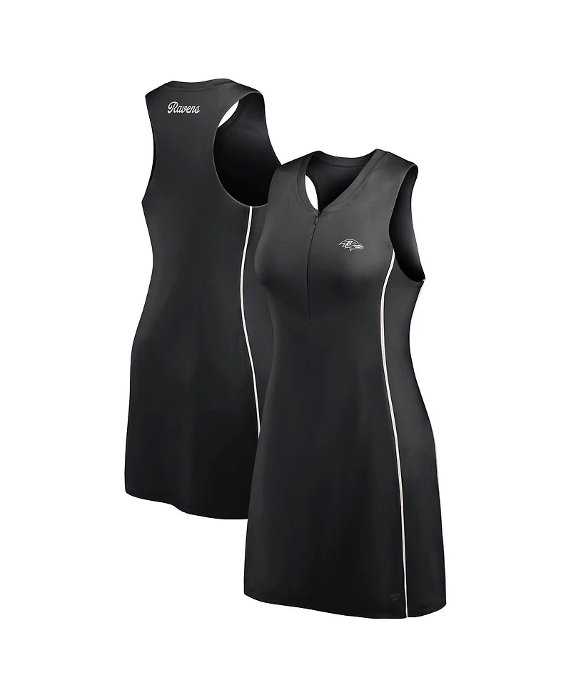 Fanatics Women's Black Baltimore Ravens Studio Boost Athletic Half-Zip Dress