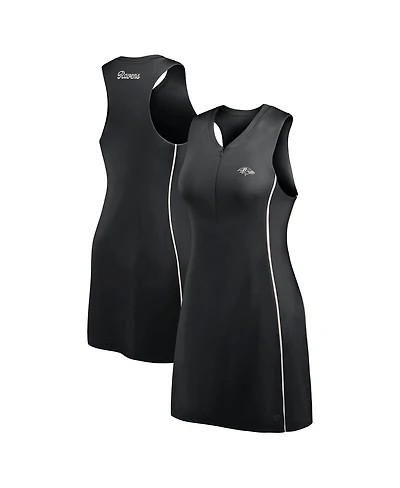 Fanatics Women's Black Baltimore Ravens Studio Boost Athletic Half-Zip Dress