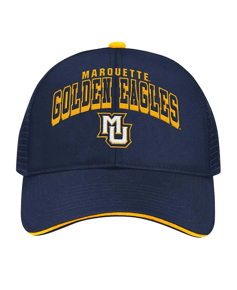 Colosseum Men's Navy Marquette Golden Eagles Wyatt Primary Team Trucker Adjustable Hat