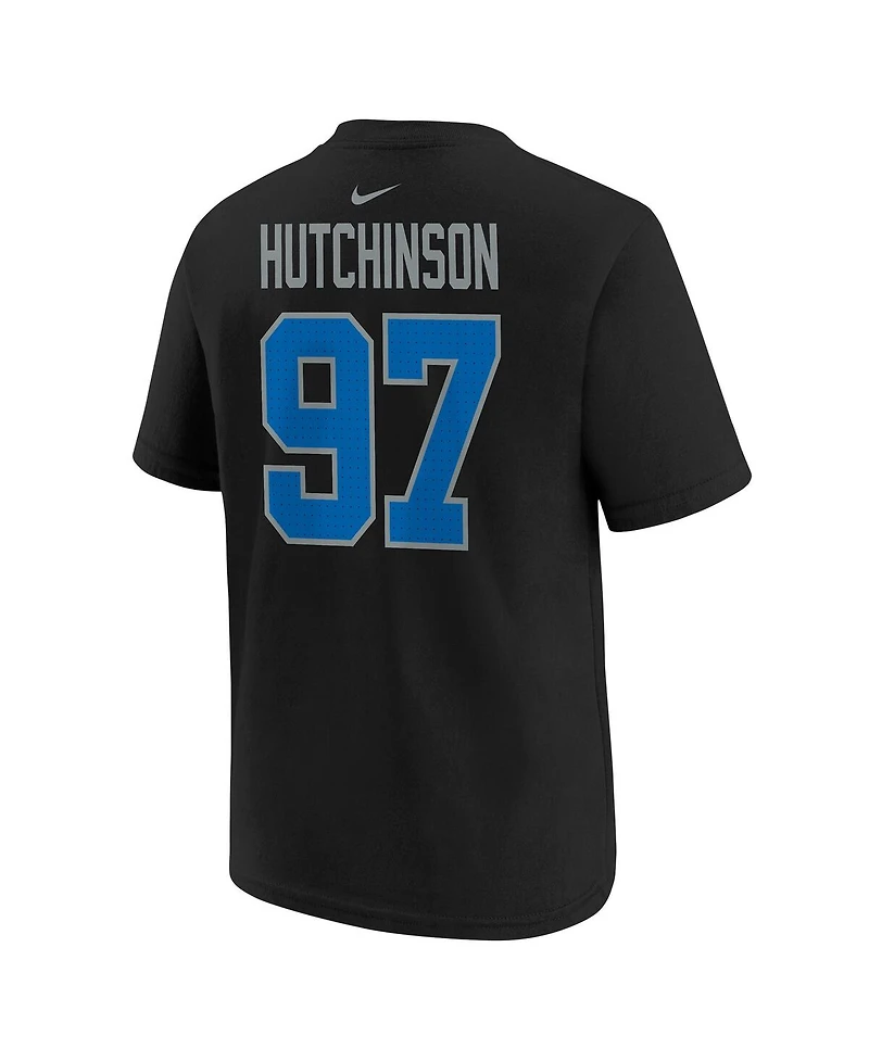 Nike Big Boys and Girls Aidan Hutchinson Black Detroit Lions Player Name Number T-Shirt
